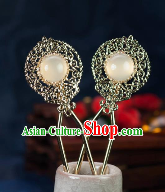 Chinese Traditional Hanfu Hair Accessories Ancient Classical White Hairpins for Women
