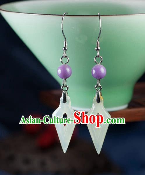 Chinese Traditional Jewelry Accessories Ancient Hanfu Jade Earrings for Women