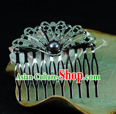 Chinese Traditional Hanfu Black Pearl Hair Comb Hair Accessories Ancient Classical Hairpins for Women