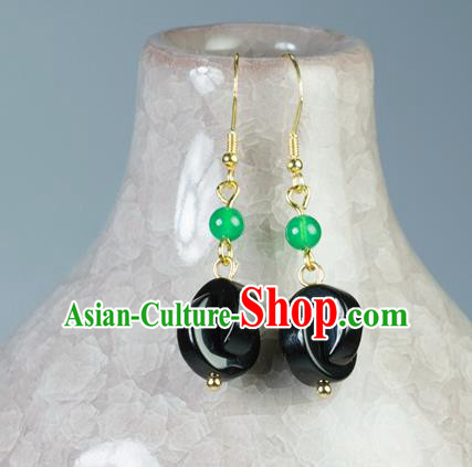 Chinese Traditional Jewelry Accessories Ancient Hanfu Black Earrings for Women
