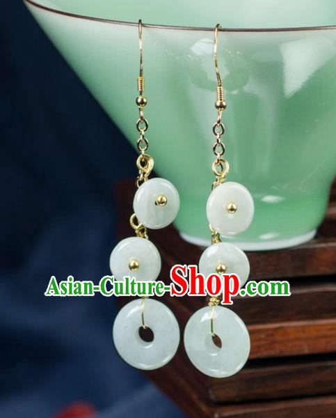 Chinese Traditional Jewelry Accessories Ancient Hanfu Jade Earrings for Women