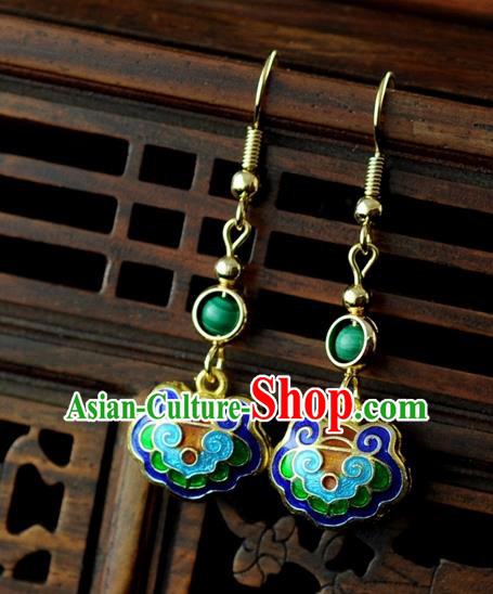 Chinese Traditional Jewelry Accessories Ancient Hanfu Blueing Earrings for Women