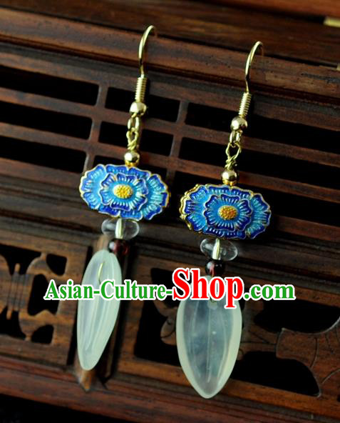 Chinese Traditional Blueing Jewelry Accessories Ancient Hanfu Earrings for Women