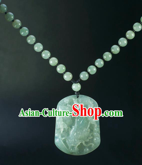 Chinese Traditional Jewelry Accessories Carving Jade Dragon Craft Handmade Jadeite Pendant