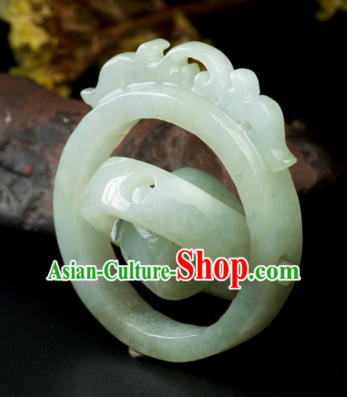 Chinese Traditional Jewelry Accessories Jade Carving Craft Handmade Jadeite Pendant