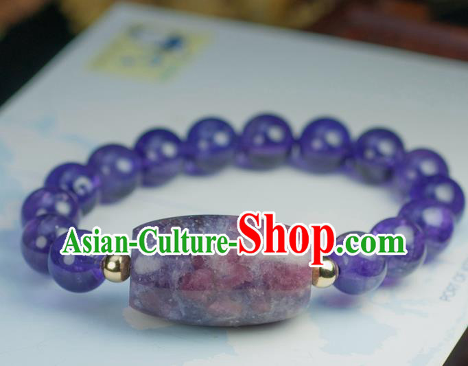 Chinese Traditional Accessories Ancient Handmade Amethyst Beads Bracelet for Women