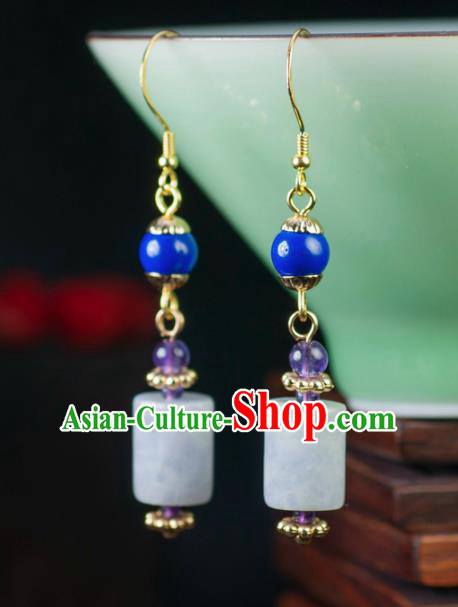 Chinese Traditional Jade Jewelry Accessories Ancient Hanfu Earrings for Women