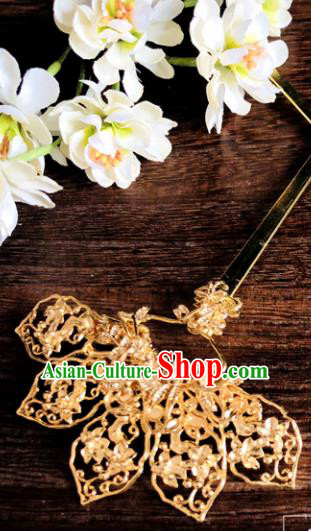 Chinese Classical Hair Accessories Traditional Ancient Hanfu Golden Hairpins for Women