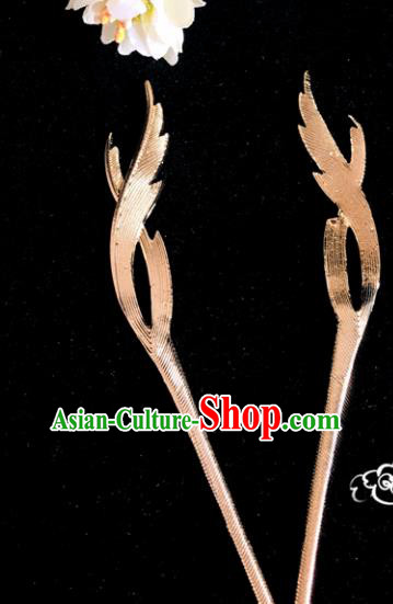 Chinese Classical Hair Accessories Traditional Ancient Hanfu Golden Hairpins for Women