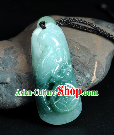 Chinese Traditional Jewelry Accessories Jade Sculpture Parrot Craft Handmade Jadeite Pendant