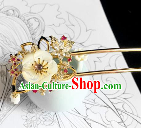 Chinese Classical Hair Accessories Traditional Ancient Hanfu Shell Flowers Hair Clip Hairpins for Women