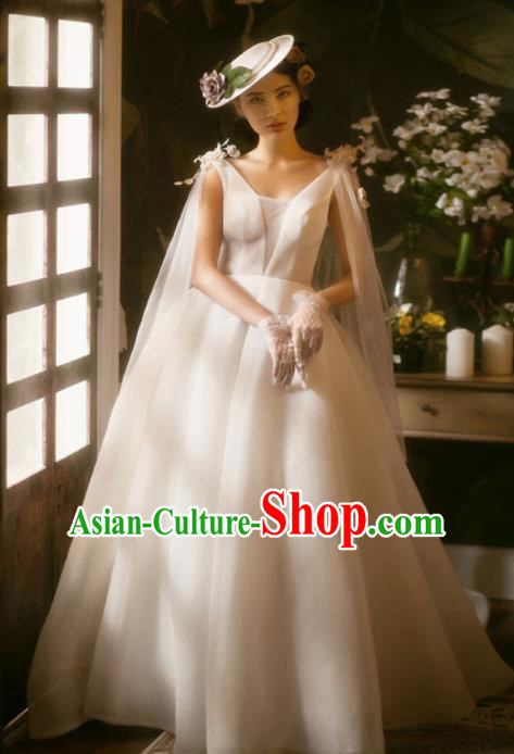 Top Performance Catwalks Costumes White Wedding Dress Full Dress for Women