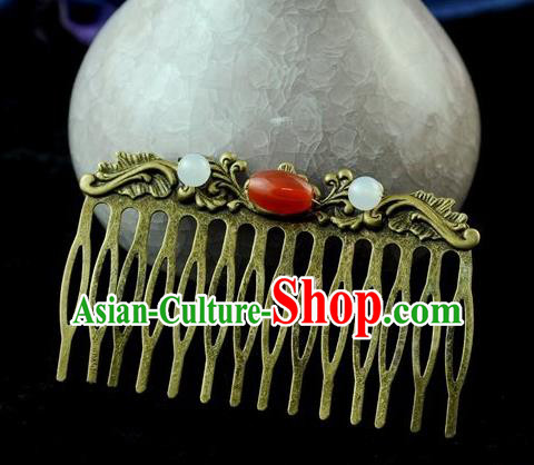 Chinese Traditional Agate Hair Comb Hair Accessories Ancient Palace Classical Hairpins for Women