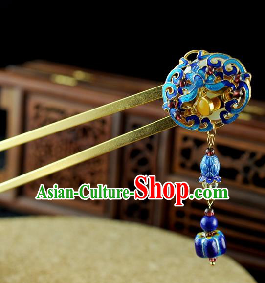 Chinese Traditional Cloisonne Tassel Hair Clip Hair Accessories Ancient Palace Classical Hairpins for Women