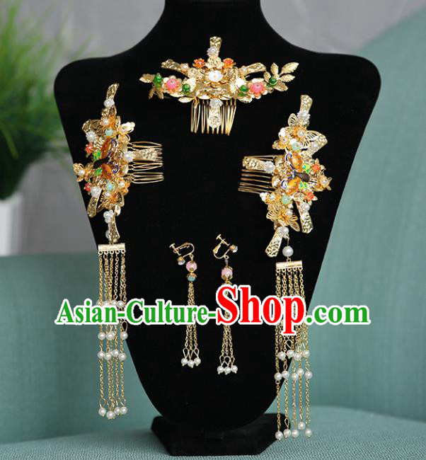 Chinese Traditional Wedding Hair Clips Hair Accessories Ancient Bride Hairpins for Women