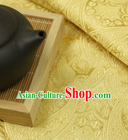 Asian Chinese Traditional Fabric Material Yellow Brocade Classical Pattern Design Satin Drapery