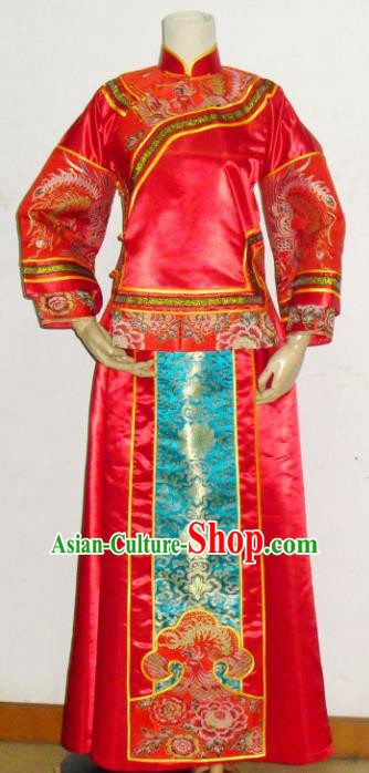 Chinese Traditional Red Xiuhe Suit Wedding Dresses Ancient Bride Embroidered Costumes for Women