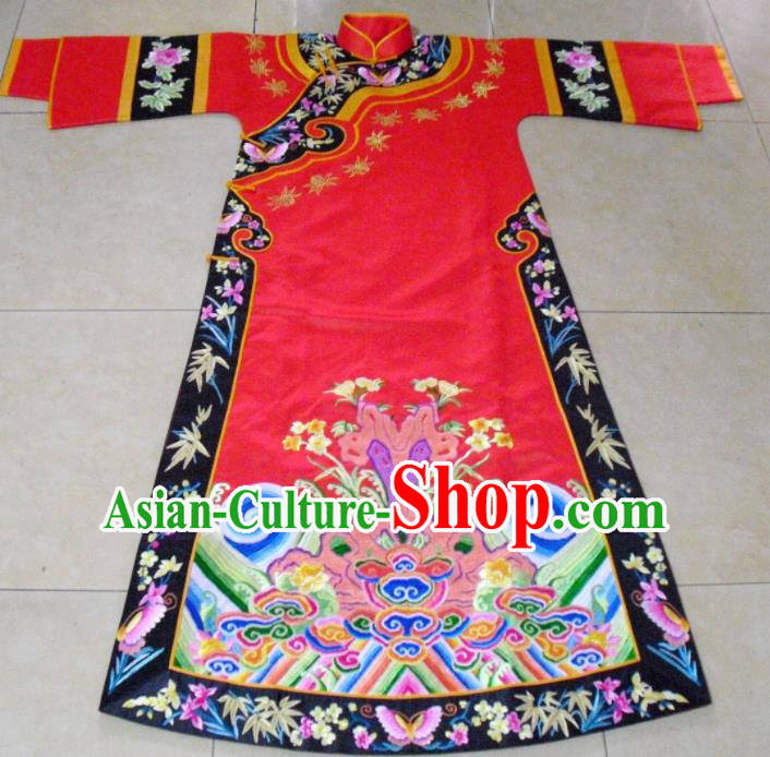 Chinese Traditional Ancient Qing Dynasty Empress Embroidered Wedding Costumes for Women