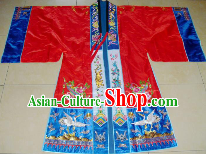 Chinese Traditional Priest Frock Costume Ancient Embroidered Red Robe for Men