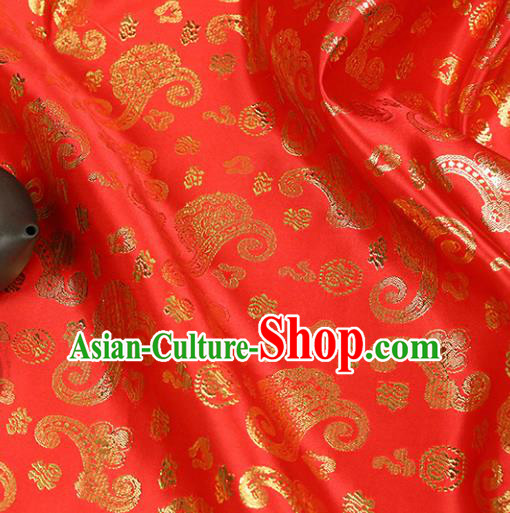 Red Brocade Chinese Traditional Silk Fabric Material Classical Dragon Pattern Design Satin Drapery