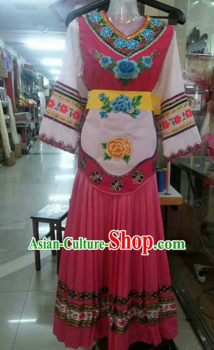 Chinese Traditional Ethnic Costumes Bai Minority Folk Dance Dress for Women