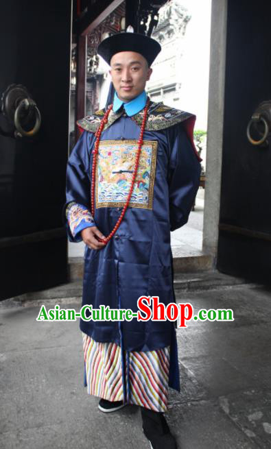 Chinese Traditional Ancient Qing Dynasty Royal Highness Embroidered Costume for Men