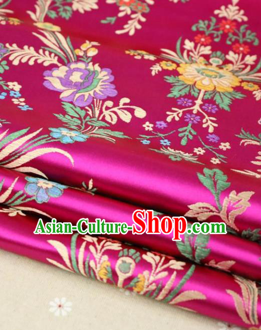 Asian Chinese Traditional Fabric Material Qipao Rosy Brocade Classical Begonia Pattern Design Satin Drapery