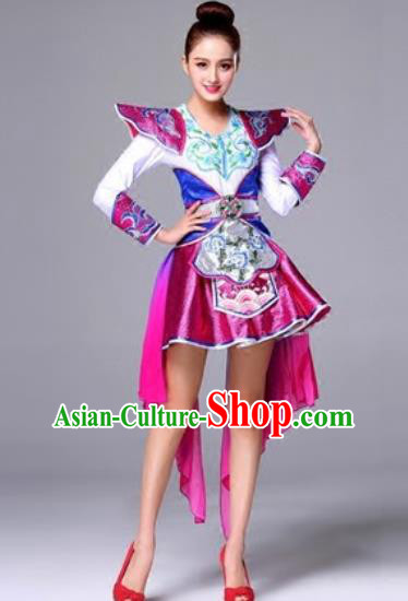 Traditional Chinese Classical Dance Purple Dress Drum Dance Folk Dance Costume for Women