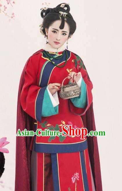 Chinese Traditional Wedding Hanfu Dress Ancient Qing Dynasty Queen Embroidered Costumes for Women
