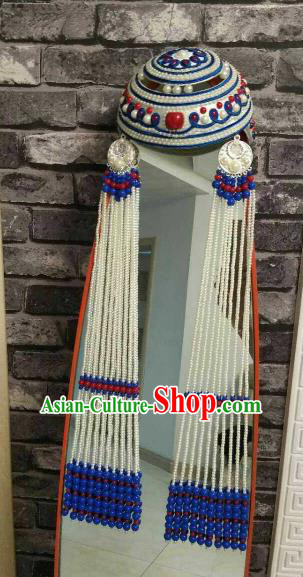 Traditional Chinese Mongol Nationality Tassel Hat Mongolian Ethnic Folk Dance Hair Accessories for Women