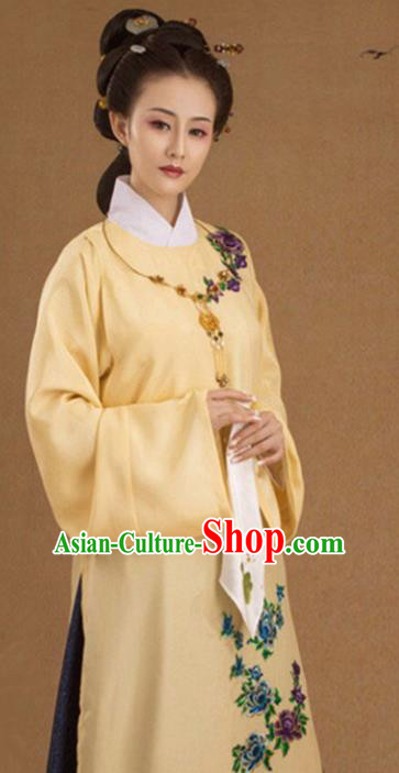 Chinese Ancient Ming Dynasty Contessa Embroidered Costumes and Headpiece Complete Set for Women