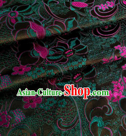 Chinese Traditional Tang Suit Black Brocade Classical Pattern Design Silk Fabric Material Satin Drapery