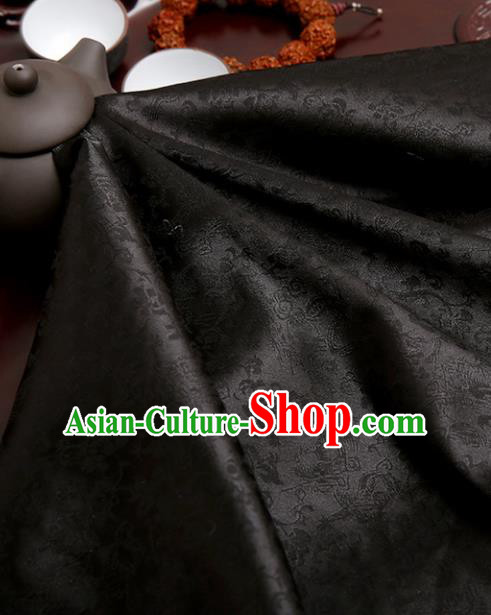 Chinese Traditional Black Brocade Classical Pattern Design Tang Suit Silk Fabric Material Satin Drapery