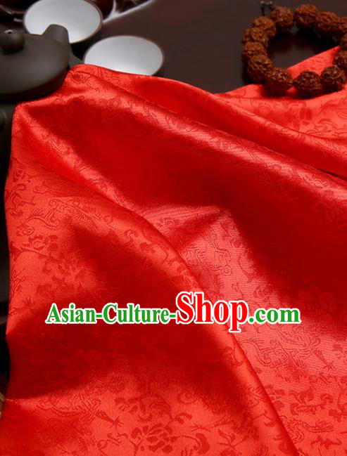 Chinese Traditional Red Brocade Classical Pattern Design Tang Suit Silk Fabric Material Satin Drapery