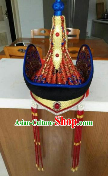 Chinese Traditional Mongol Nationality Headwear Mongolian Dance Ethnic Hat for Women