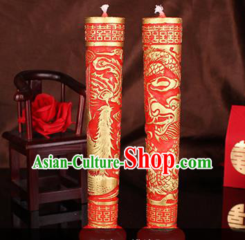 Chinese Traditional Wedding Supplies Red Candle Bride Saddle Dragon Phoenix Candles