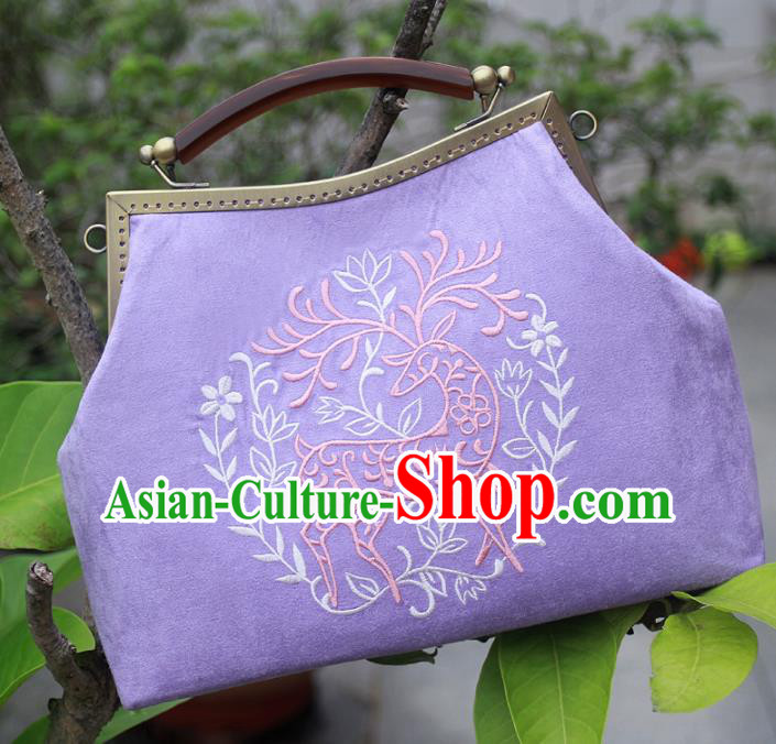 Chinese Traditional Handmade Embroidered Bags Retro Purple Handbags for Women