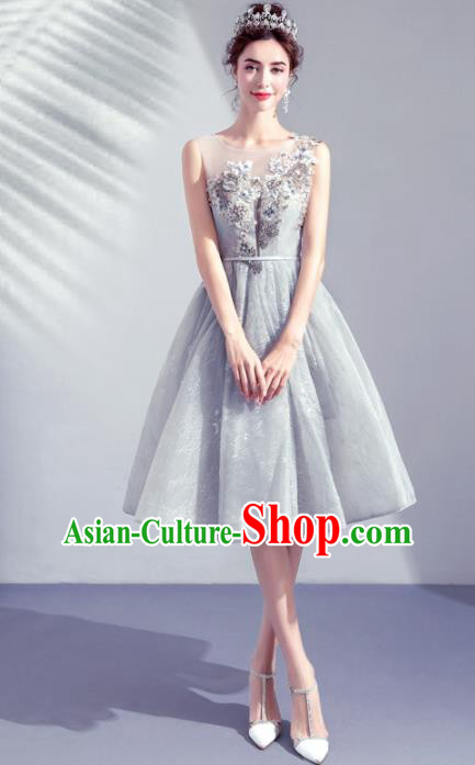 Top Grade Handmade Catwalks Costumes Grey Full Dress for Women