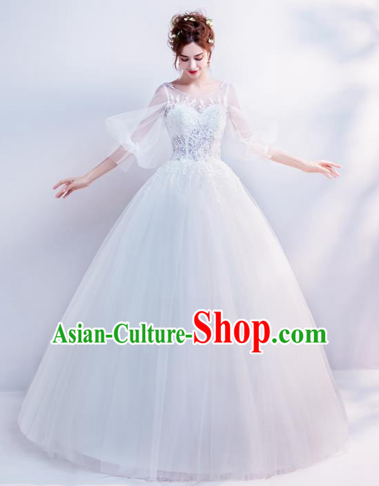 Top Grade Handmade Wedding Costumes Wedding Gown Bride White Veil Full Dress for Women