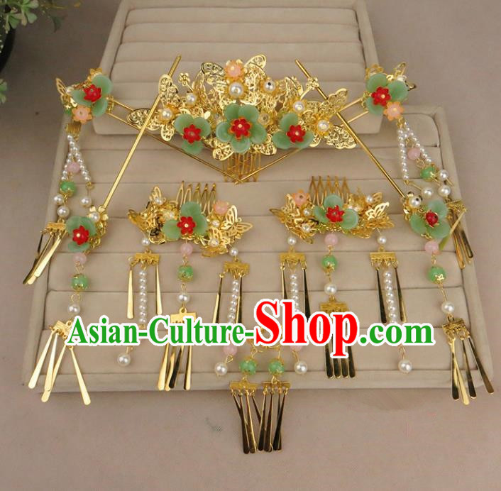 Chinese Traditional Xiuhe Suit Hair Accessories Ancient Wedding Hairpins Complete Set for Women