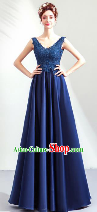 Top Grade Handmade Catwalks Costumes Compere Royalblue Full Dress for Women