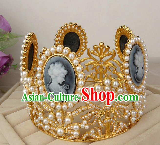 Top Grade Baroque Hair Accessories Wedding Pearls Royal Crown for Women