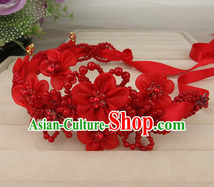 Chinese Traditional Xiuhe Suit Hair Accessories Wedding Red Beads Hair Clasp for Women