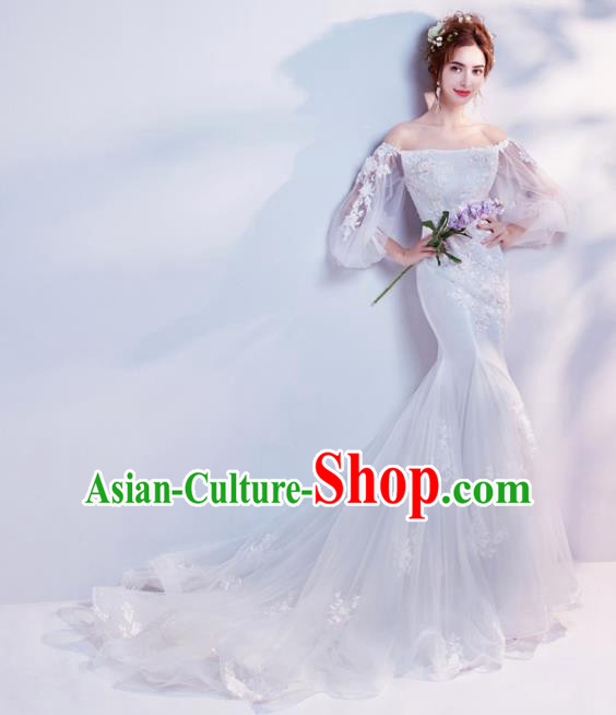 Top Grade Fancy Wedding Mermaid Dress Handmade Princess Wedding Gown for Women