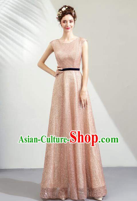 Top Grade Handmade Catwalks Costumes Compere Champagne Formal Dress for Women