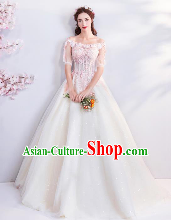 Top Grade Handmade Fancy Wedding Dress Princess Wedding Veil Gown for Women