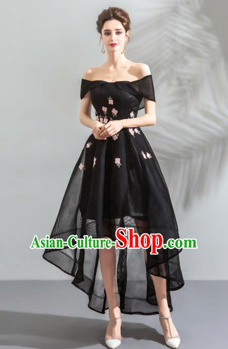 Top Grade Compere Black Veil Formal Dress Handmade Catwalks Bride Costume for Women