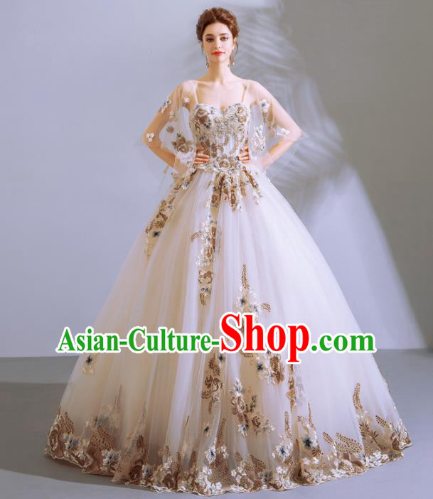 Handmade Princess Embroidered Wedding Dress Fancy Wedding Gown for Women