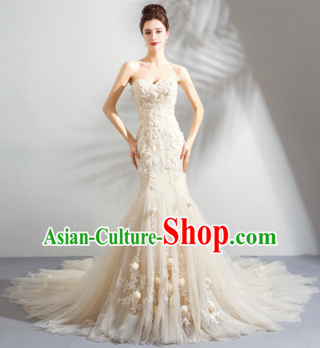 Handmade Princess Wedding Veil Dress Fancy Embroidered Wedding Gown for Women