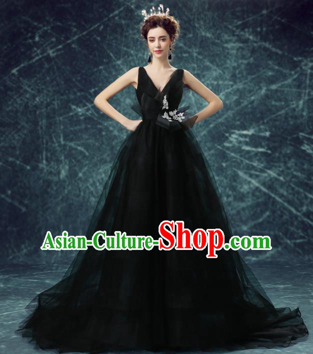 Handmade Black Veil Queen Wedding Dress Fancy Formal Dress Wedding Gown for Women